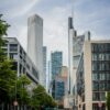 a city street with tall buildings