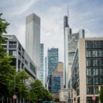 a city street with tall buildings